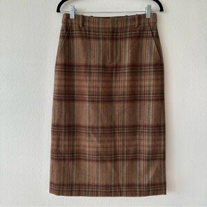 VTG ralph lauren wool blend plaid knee length skirt